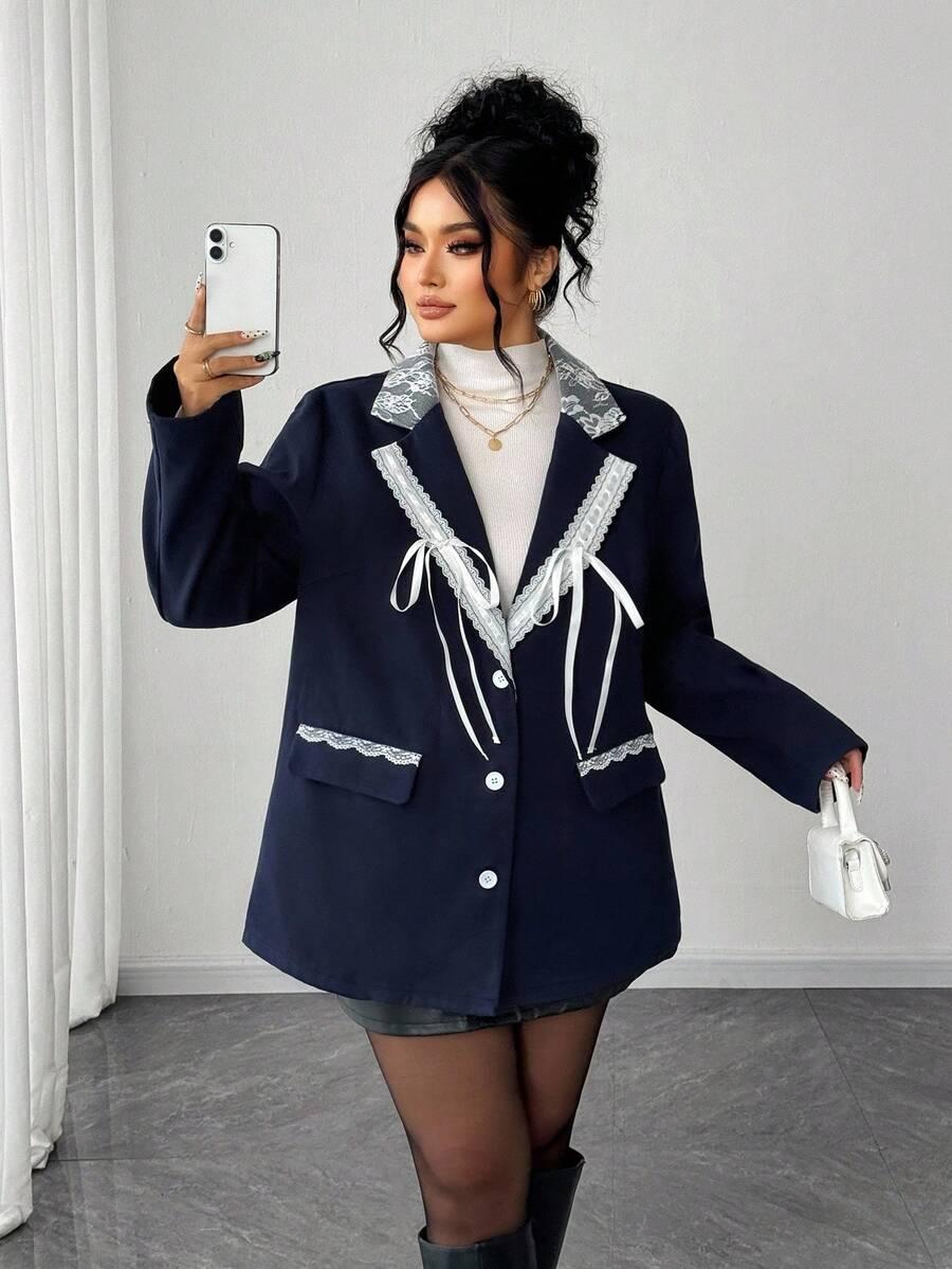 MARYNARKA DAMSKA PLUS SIZE Z DŁUGIM RĘKAWEM