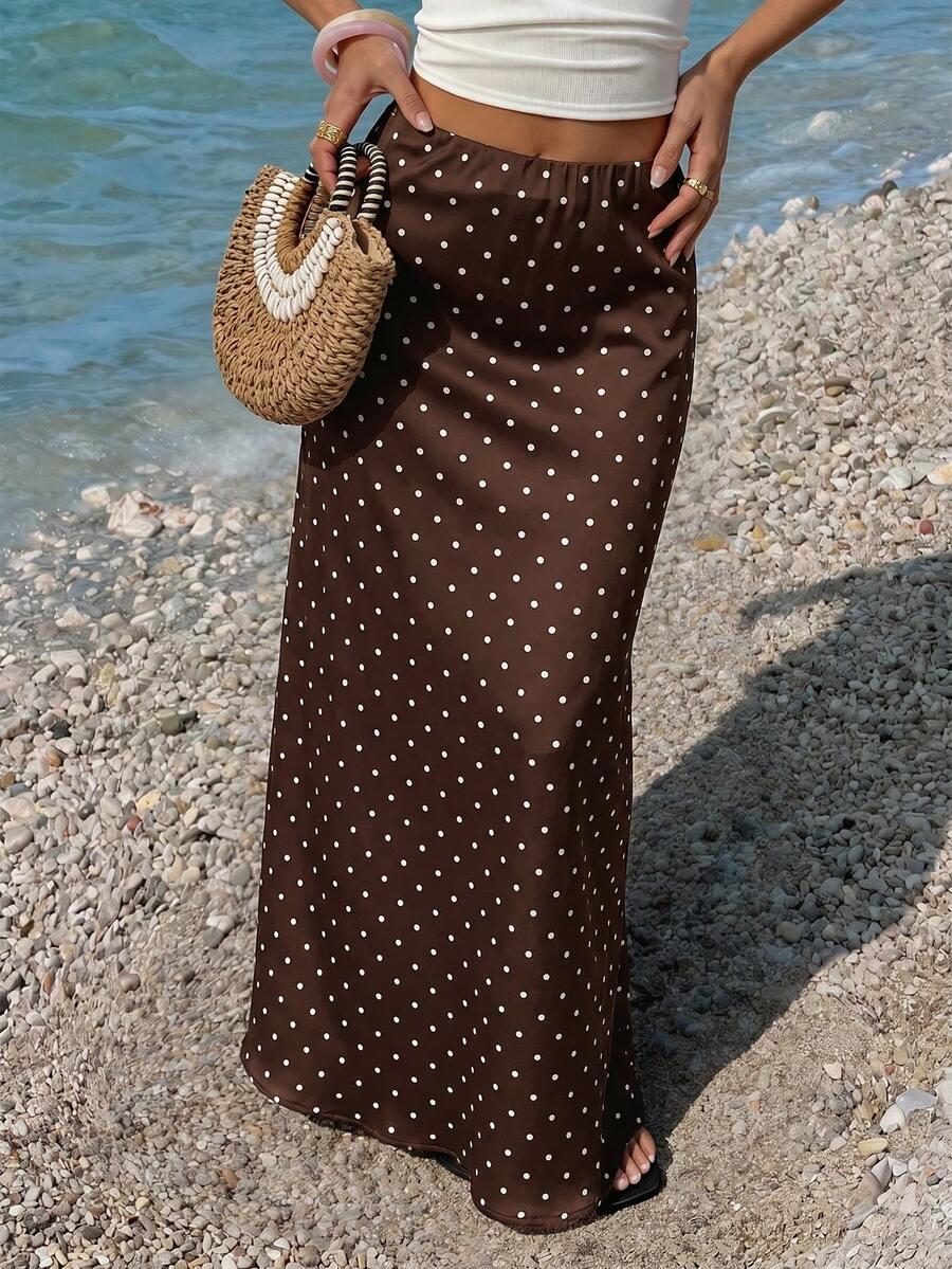 SPÓDNICA MAXI W GROSZKI