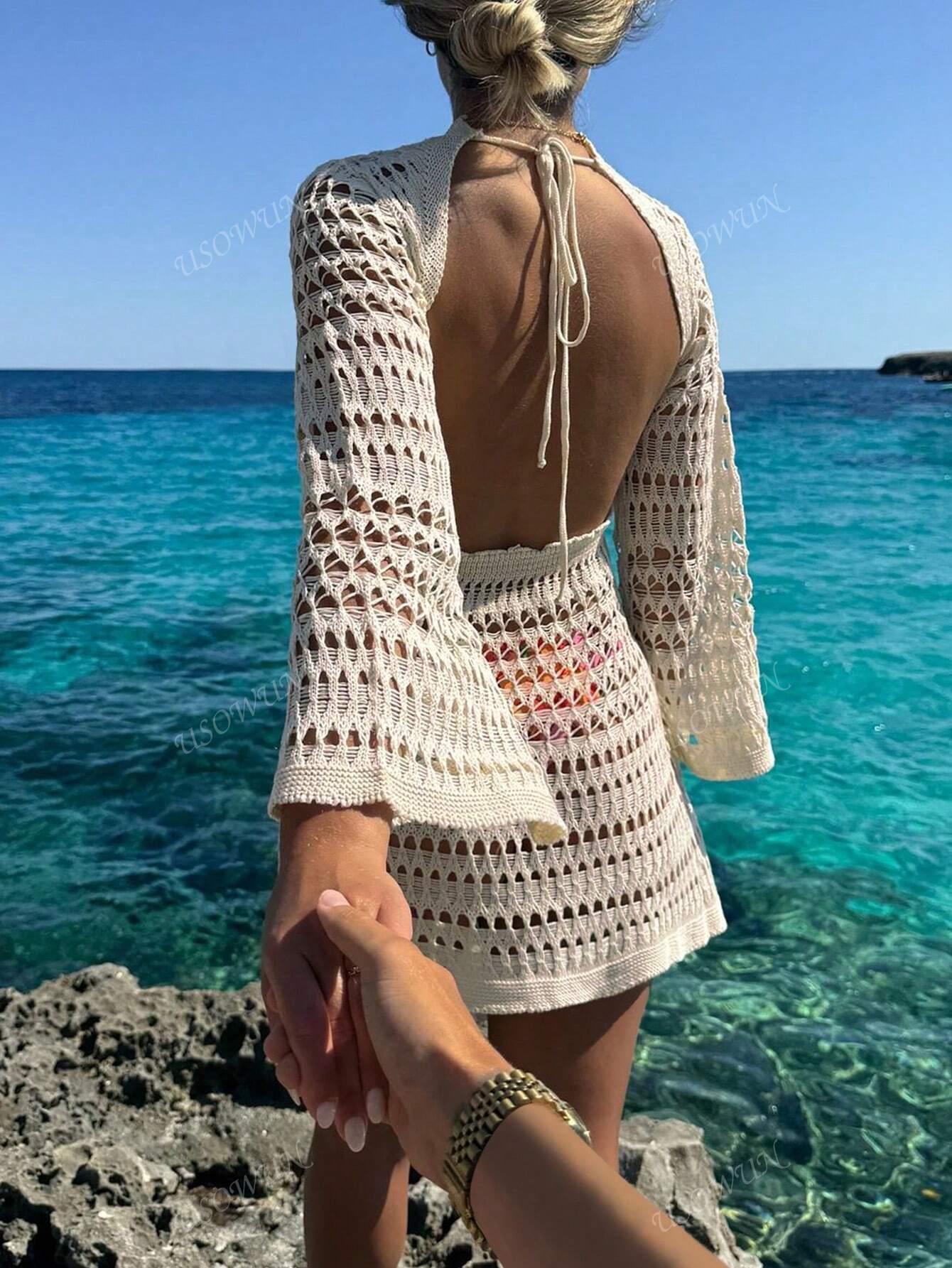 BEŻOWA PLAŻOWA MINI SUKIENKA