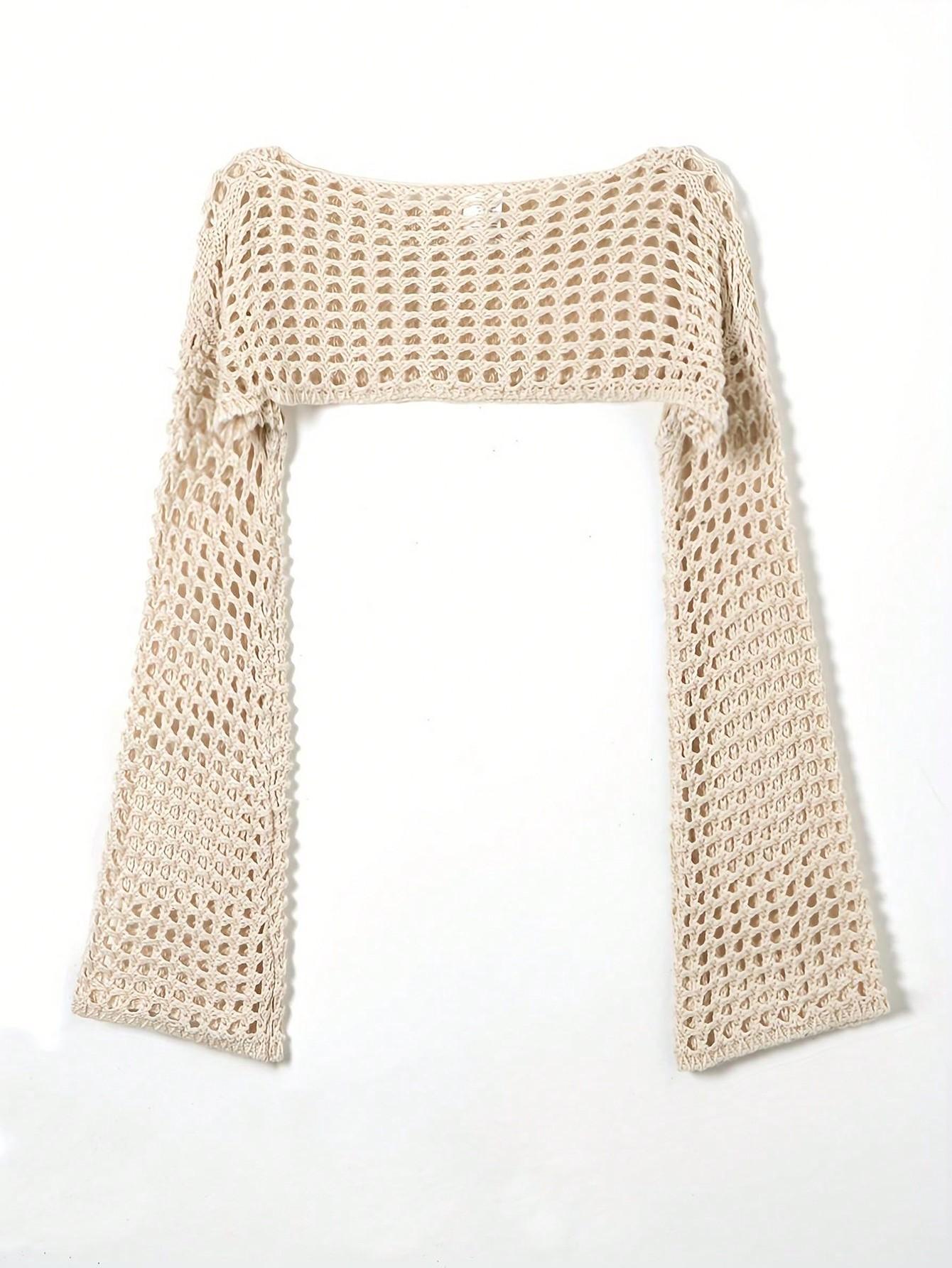 DZIANINOWY CROP TOP Z DŁUGIM RĘKAWEM