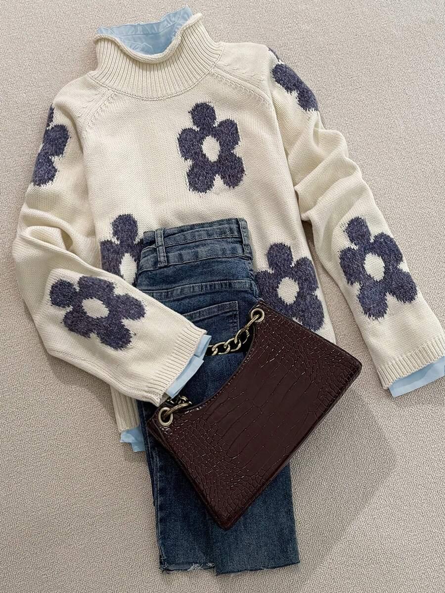 BEŻOWY SWETER PRINT 