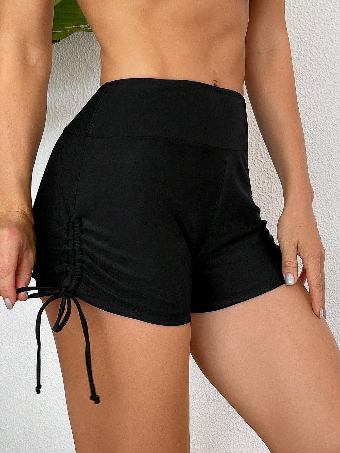 CZARNY DÓŁ OD BIKINI SZORTY ŚCIĄGACZE