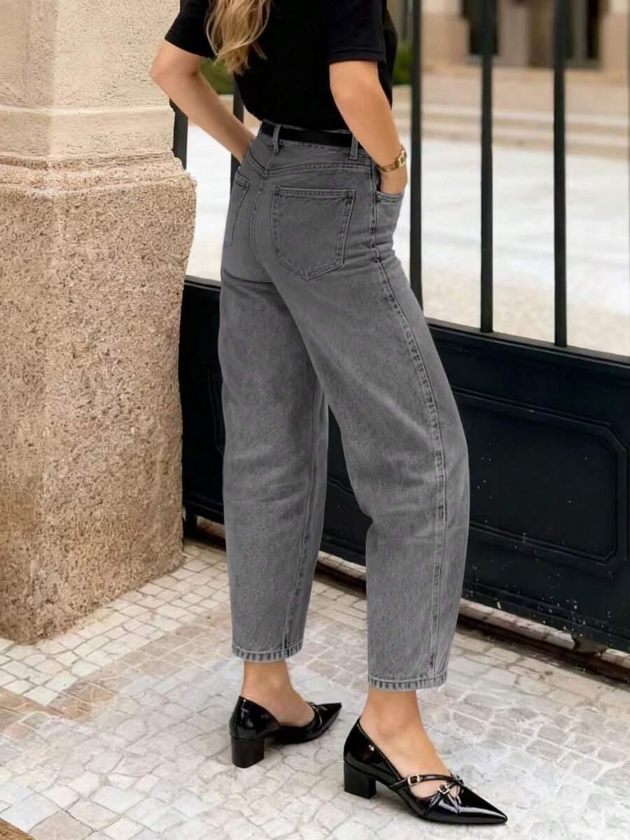 SZARE SPODNIE JEANS 7/8
