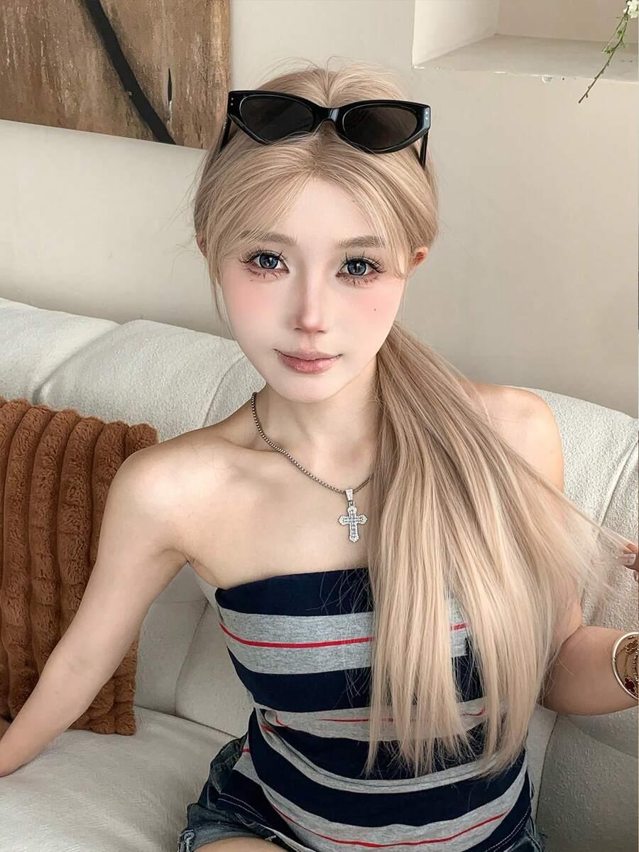 blond peruka długie włosy