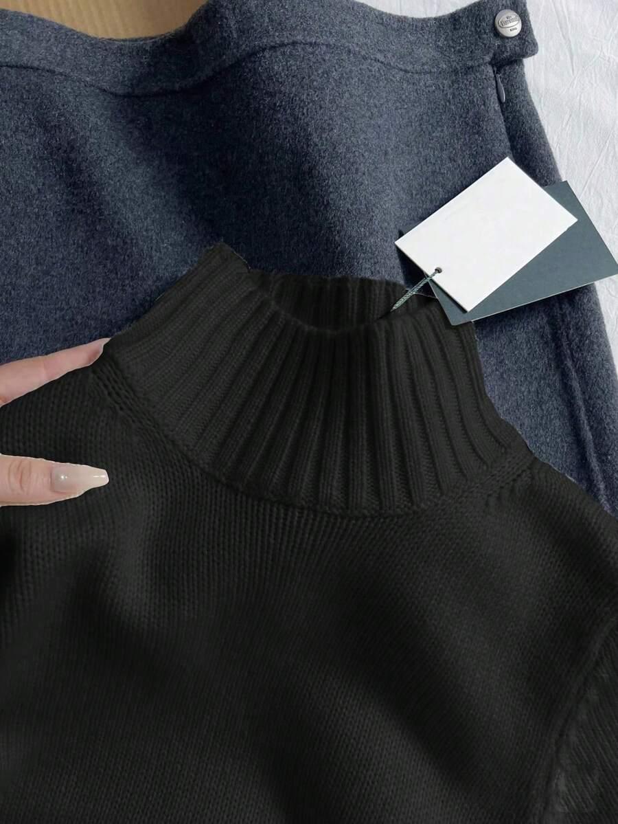 CZARNY SWETER Z KRÓTKIM RĘKAWEM