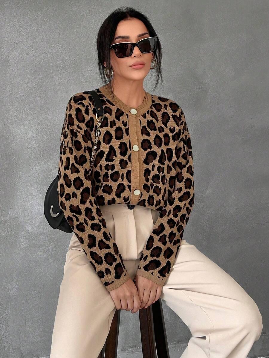 DZIANINOWY SWETER ANIMAL PRINT 