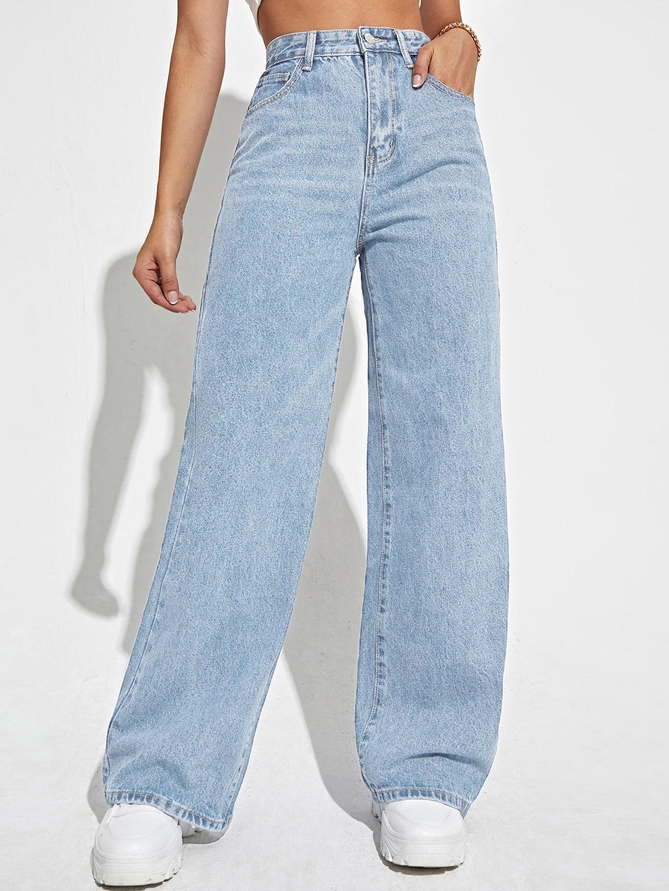 NIEBIESKIE SPODNIE JEANS wysoki stan