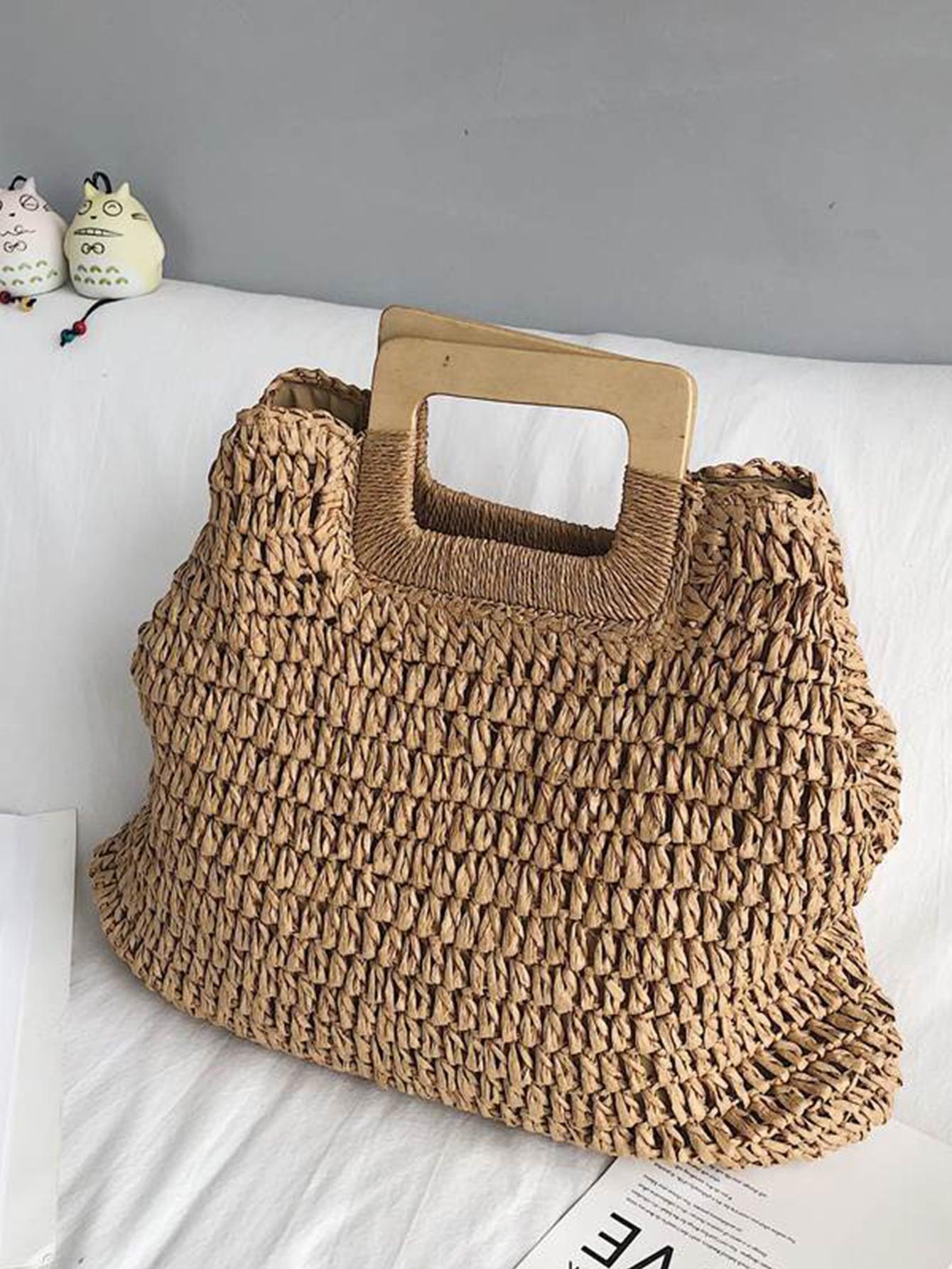 brązowa słomkowa torebka