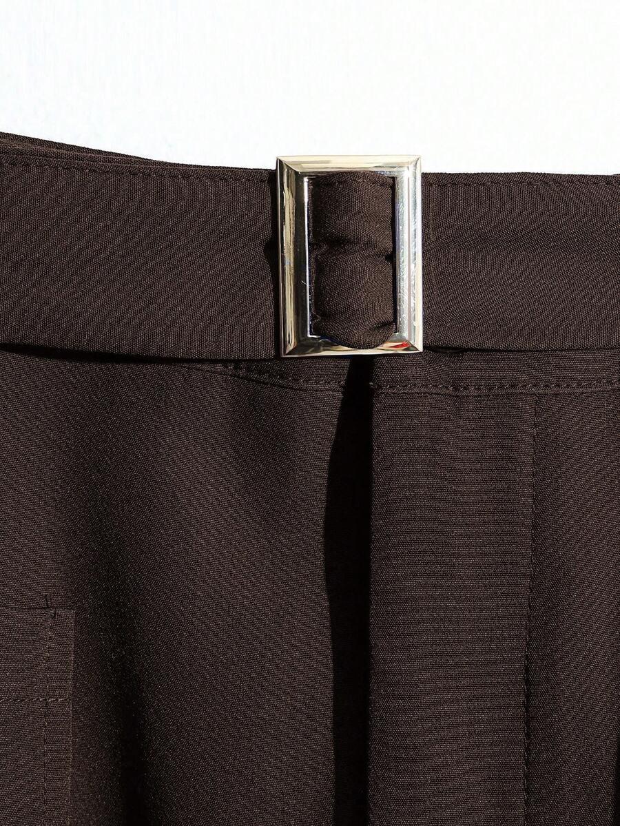BRĄZOWE SPODNIE SZEROKIE NOGAWKI