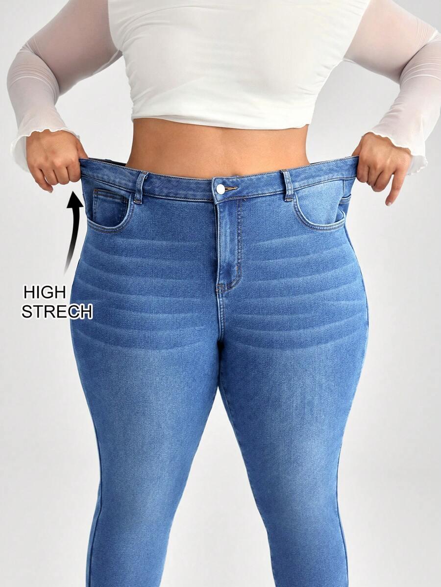 JEANSY DAMSKIE SLIM PLUS SIZE BAWEŁNA WYSOKI STAN