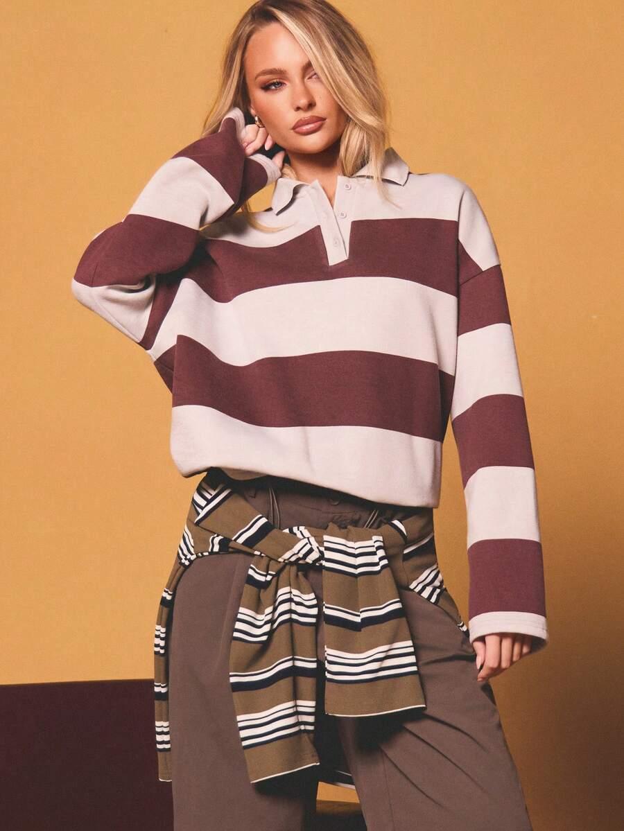 BLUZA W PASKI KOŁNIERZYK