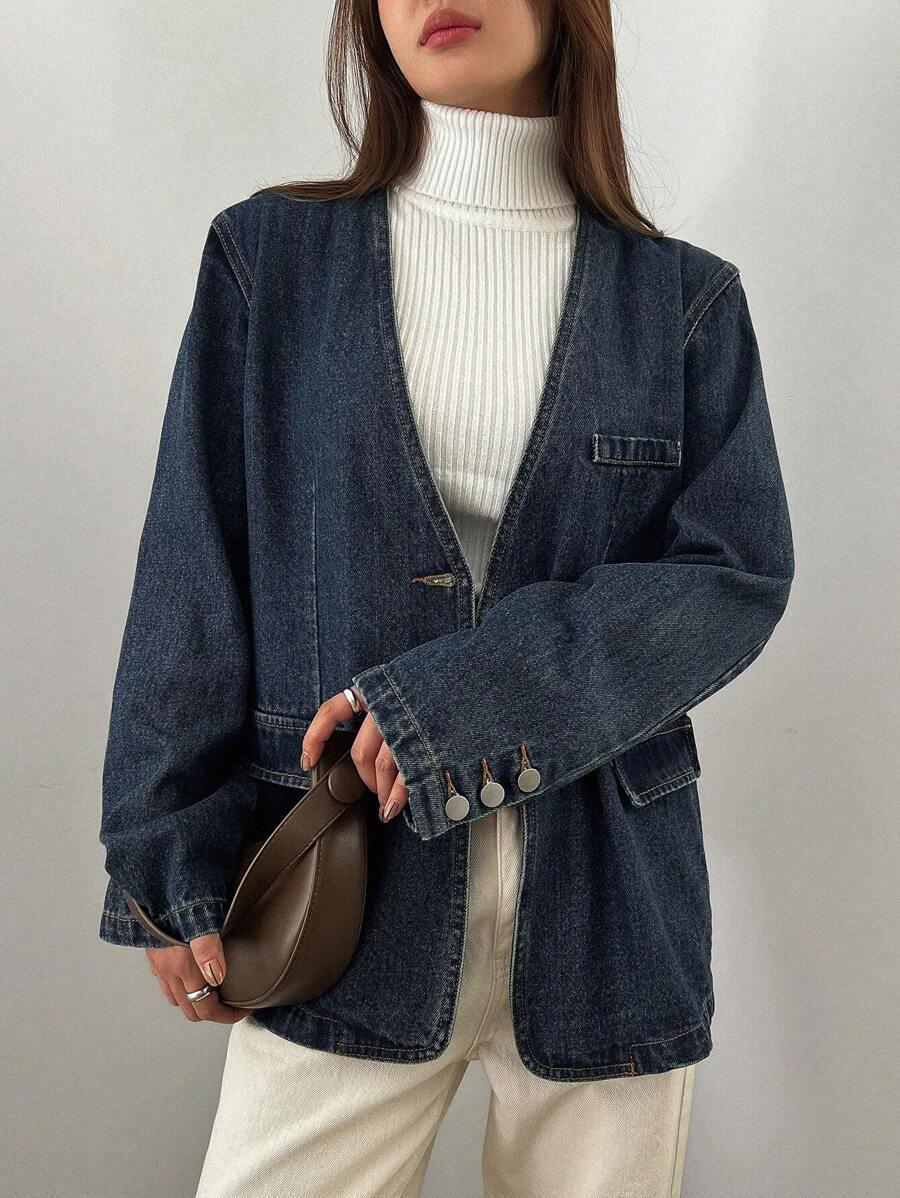 GRANATOWA KURTKA JEANS 