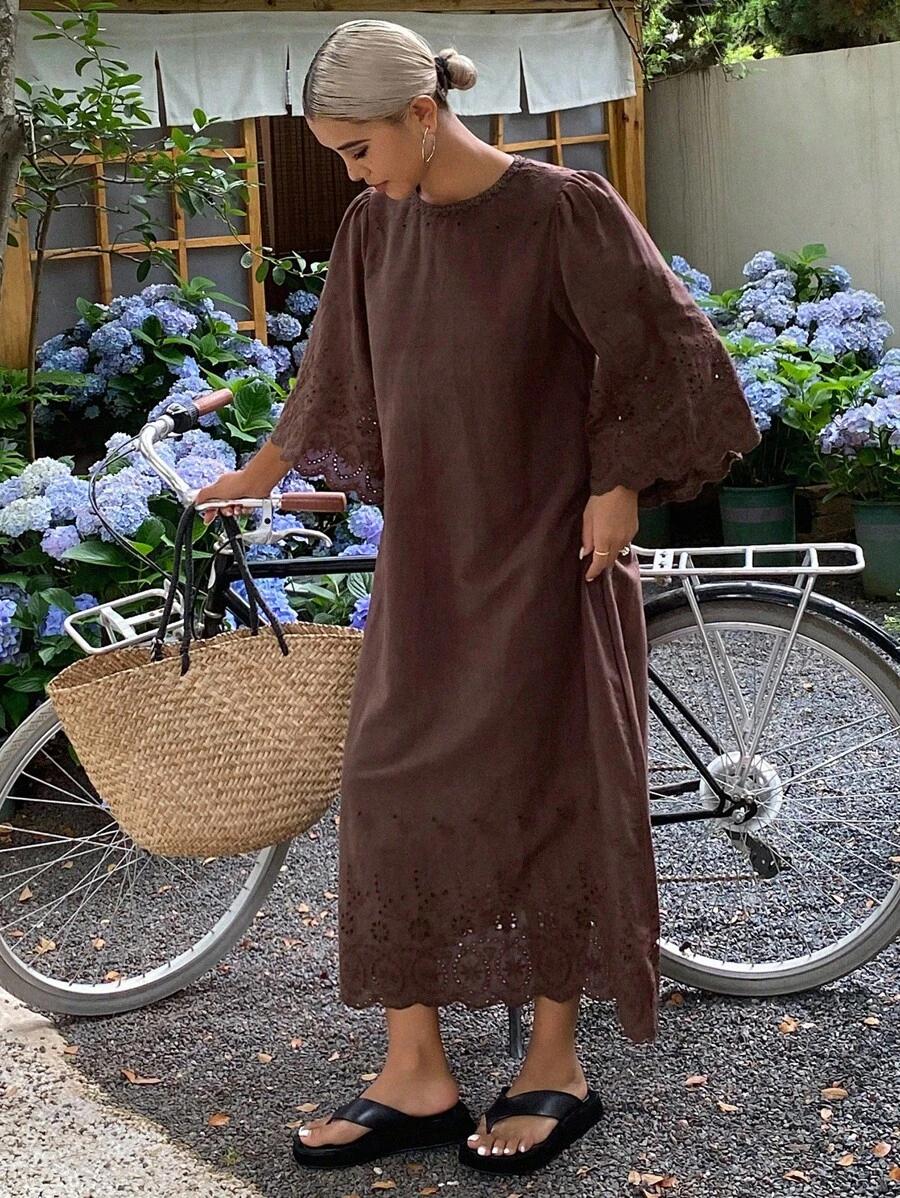 brązowa bawełniana sukienka 