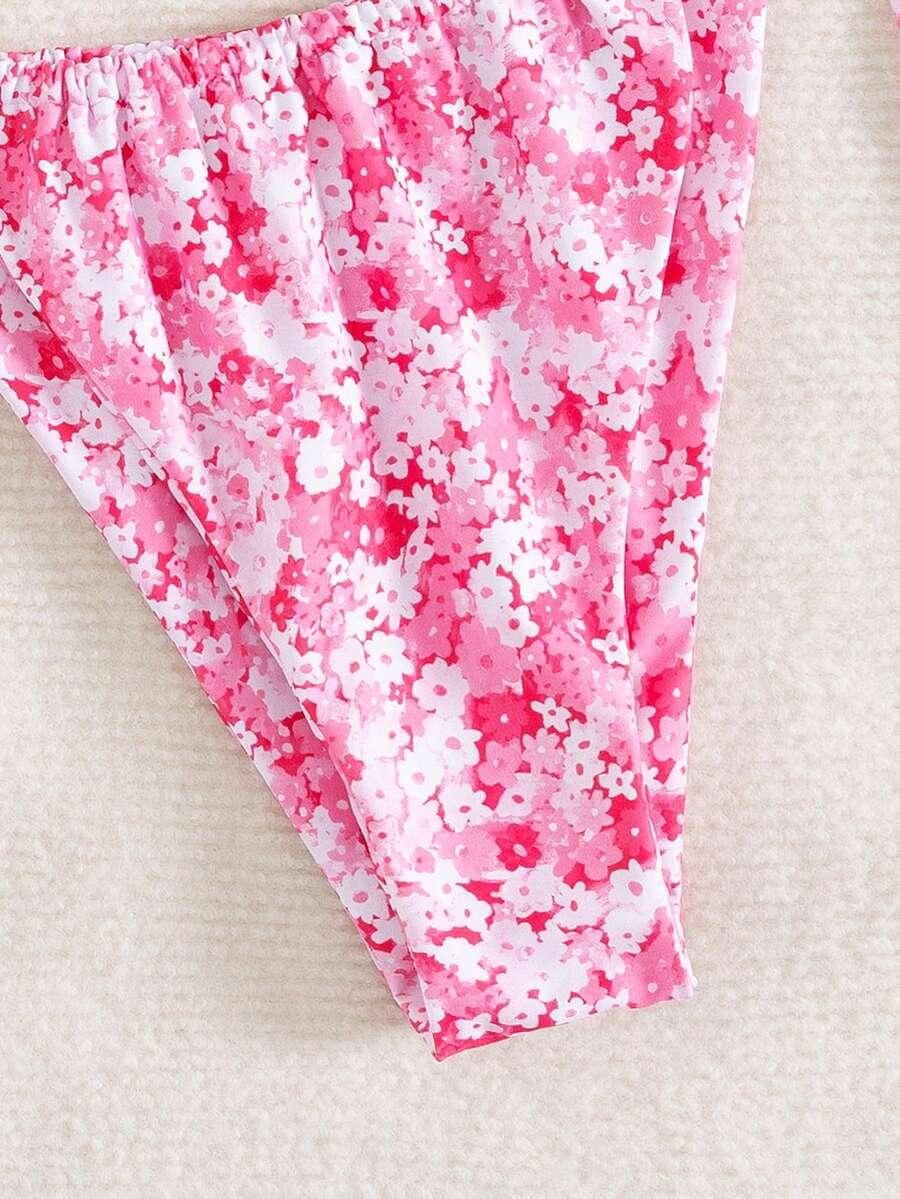 dwuczęściowy strój kąpielowy wzór kwiaty 