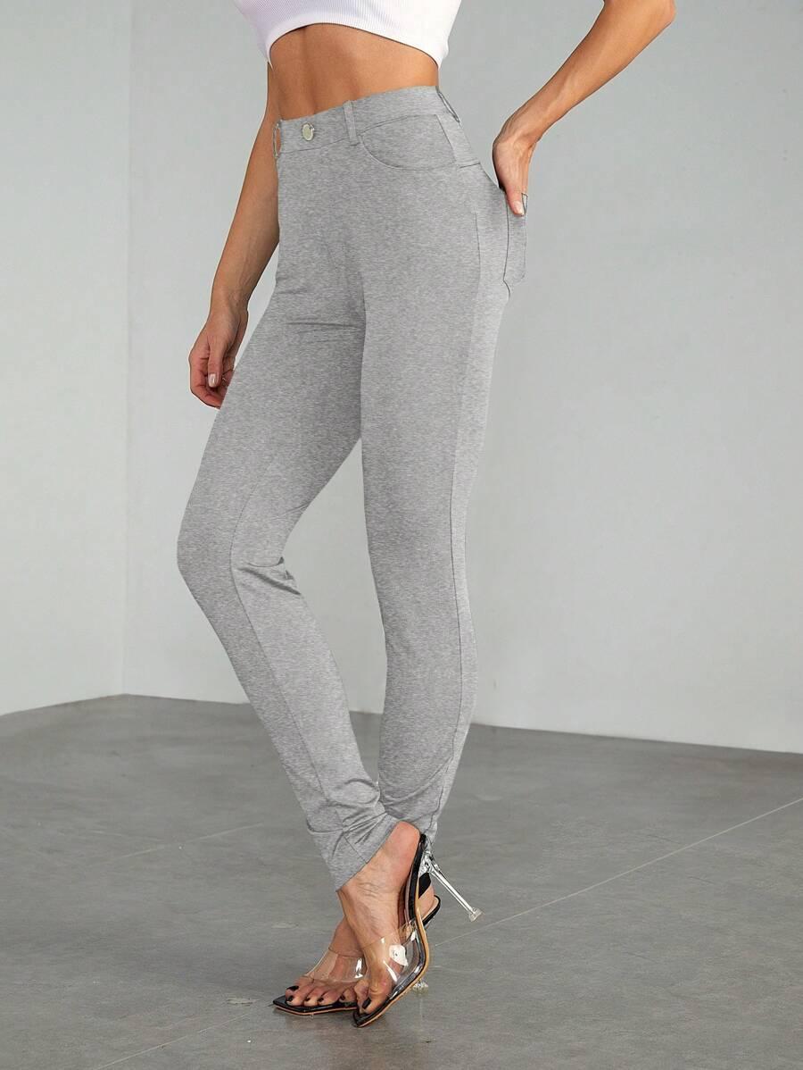 SZARE LEGGINSY KIESZENIE 