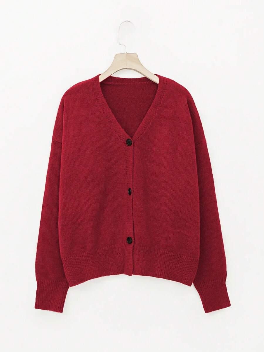 CZERWONY SWETER GUZIKI