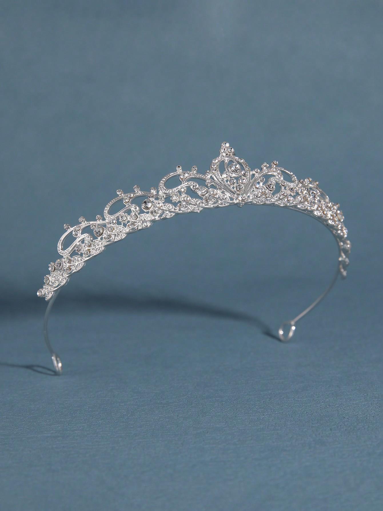 srebrna opaska do włosów tiara 