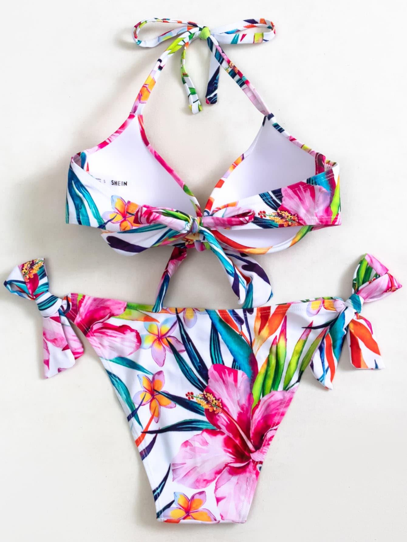 góra od bikini wzór roślinny wiązanie 
