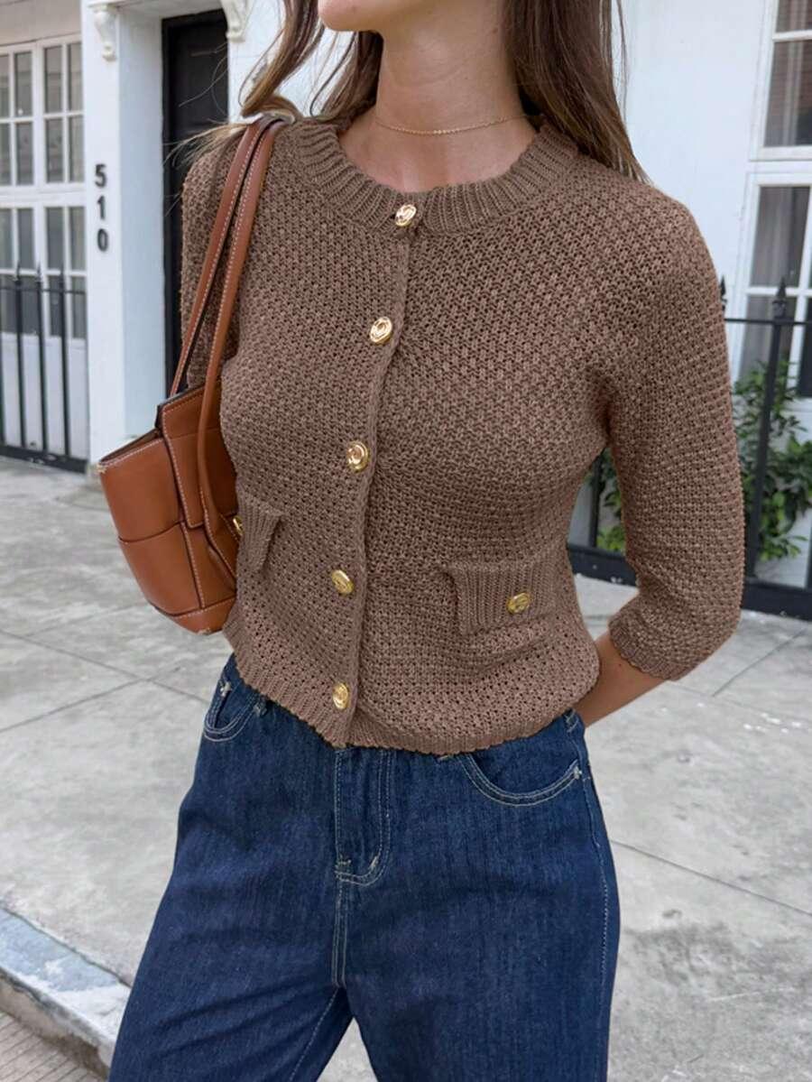 BRĄZOWY SWETER KARDIGAN