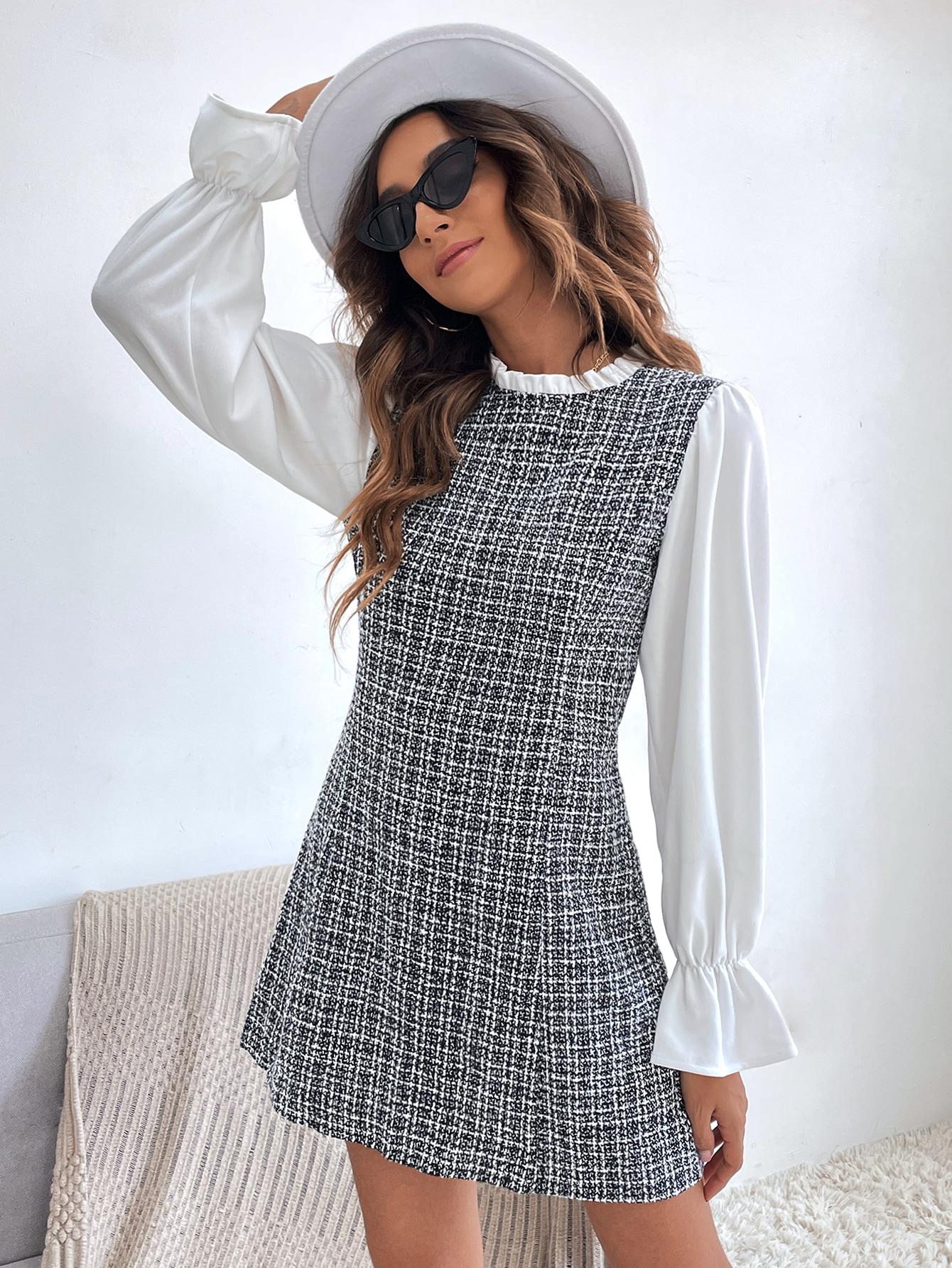 ŁĄCZONA SUKIENKA TWEED
