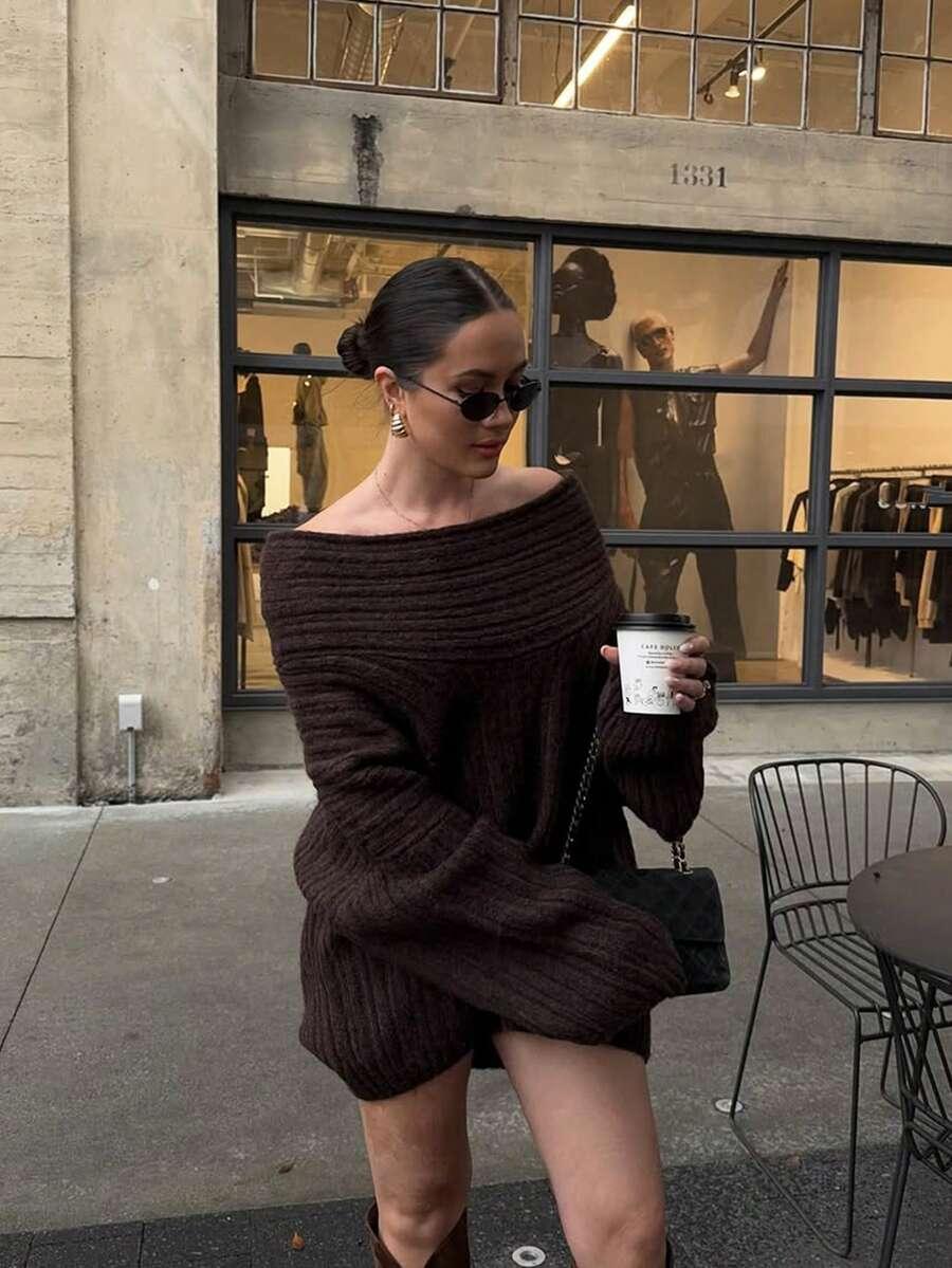 BRĄZOWY SWETER CASUAL