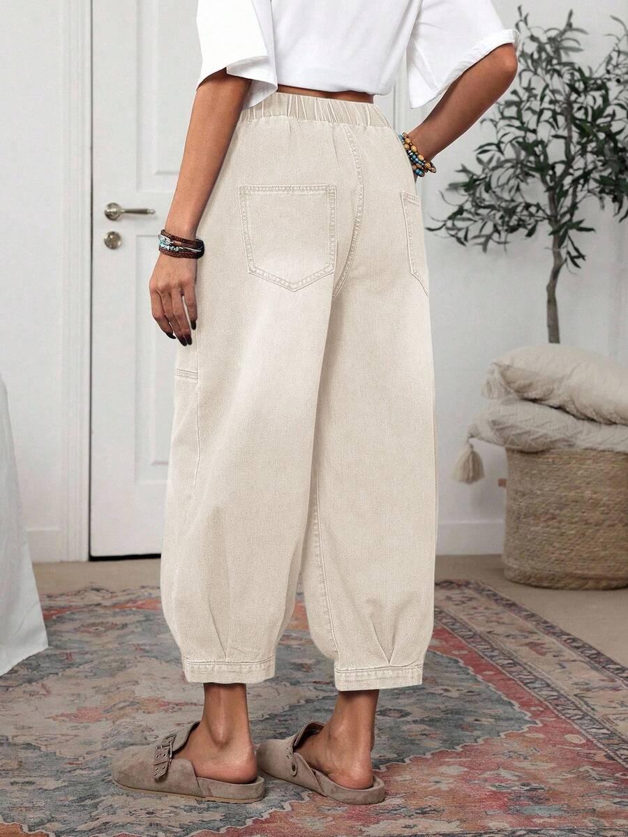 BEŻOWE SPODNIE JEANS