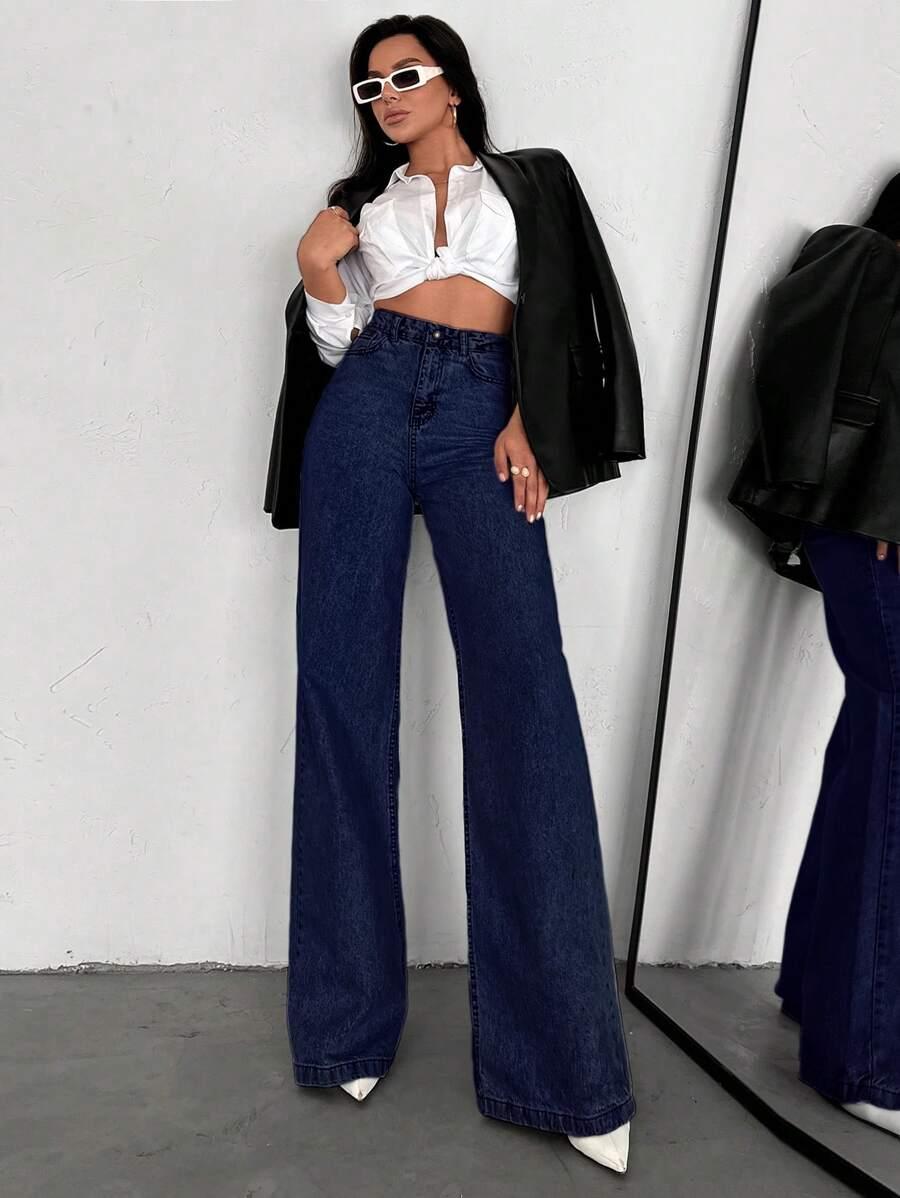 GRANATOWE SPODNIE JEANS