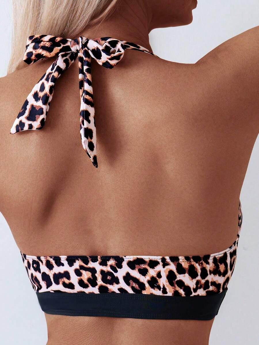 dwuczęściowy strój kąpielowy animal print