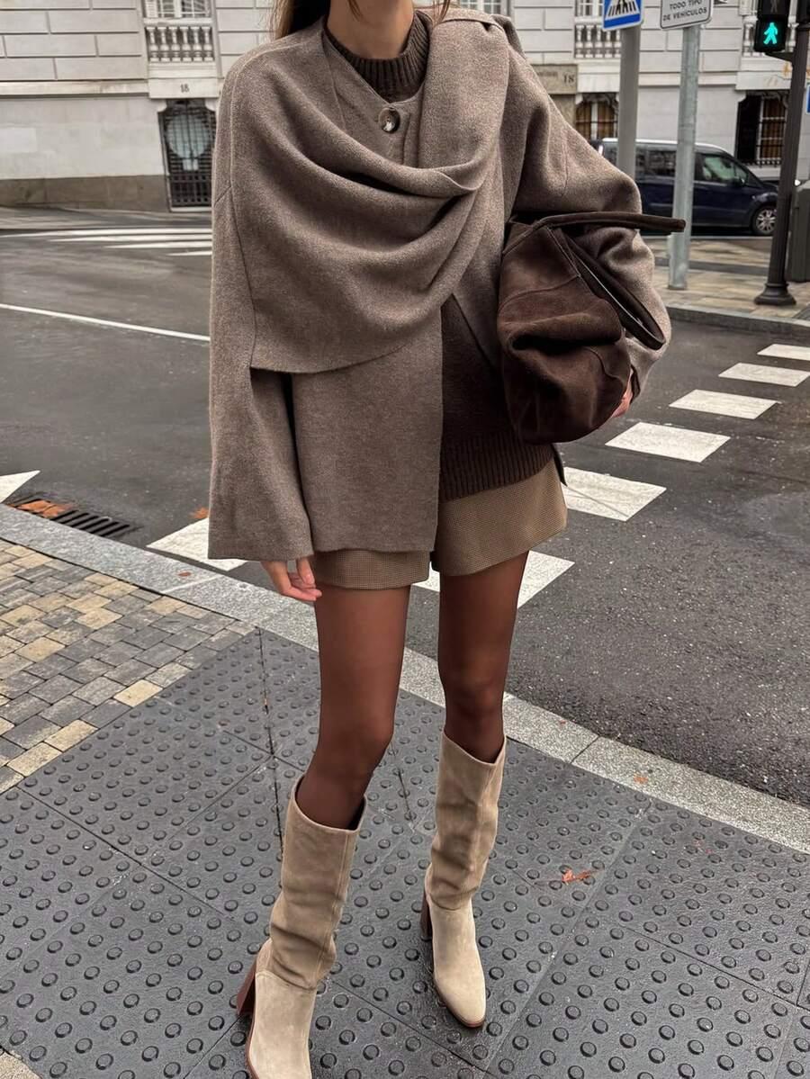 brązowy sweter narzutka