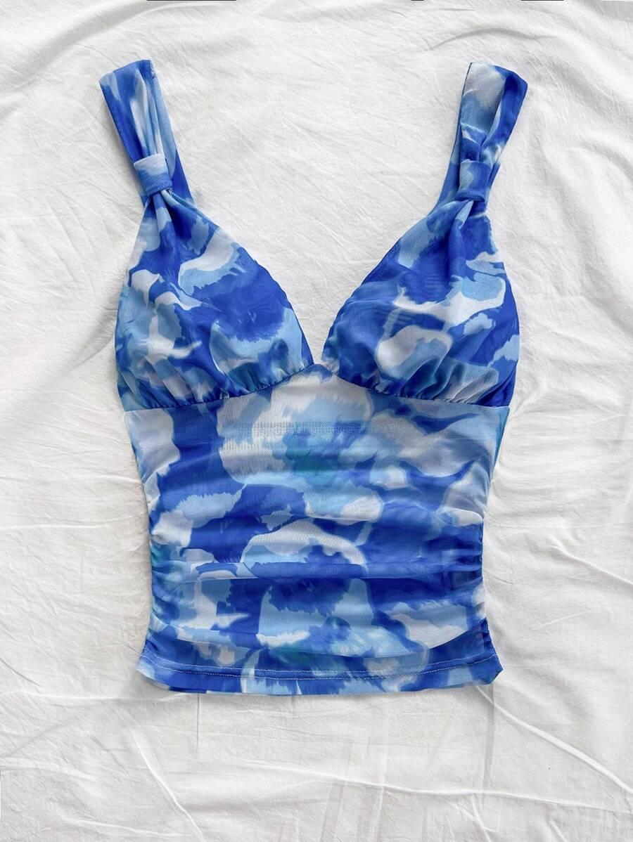 NIEBIESKI TOP PRINT