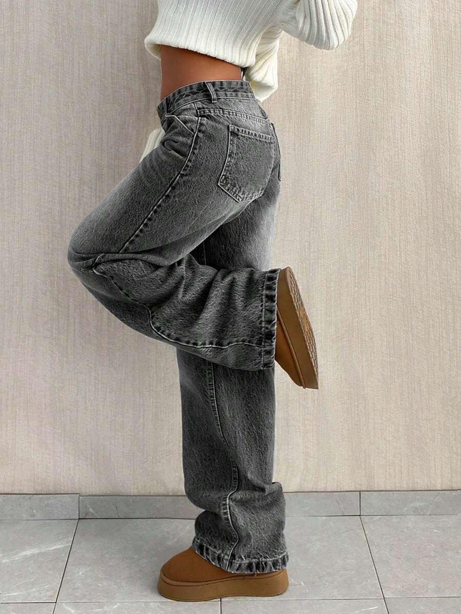 SZARE SPODNIE JEANS