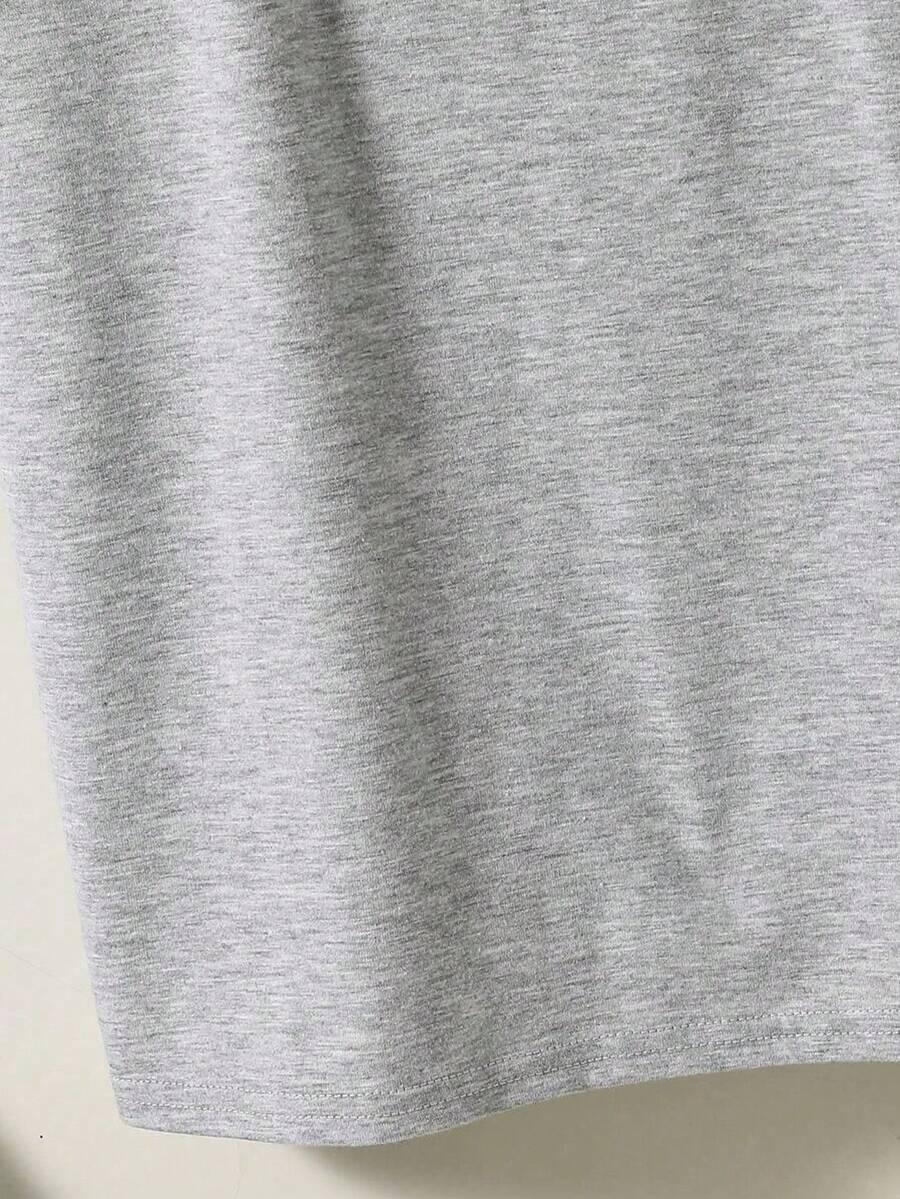 SZARY T-SHIRT NADRUK