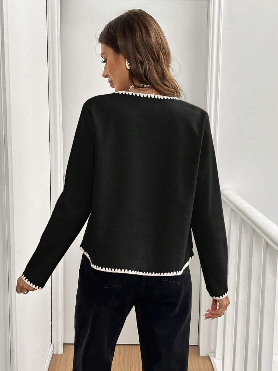 CZARNY ROZPINANY SWETER 