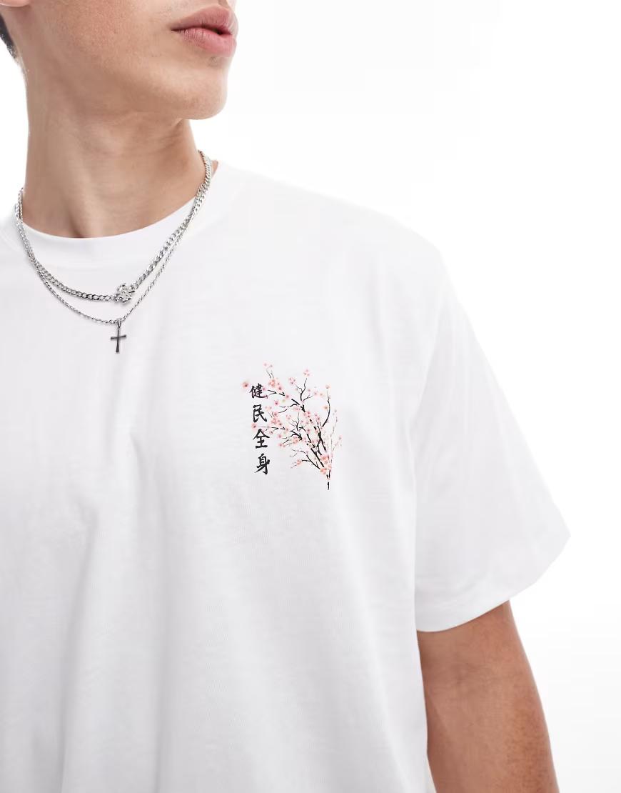 biały bawełniany t-shirt print