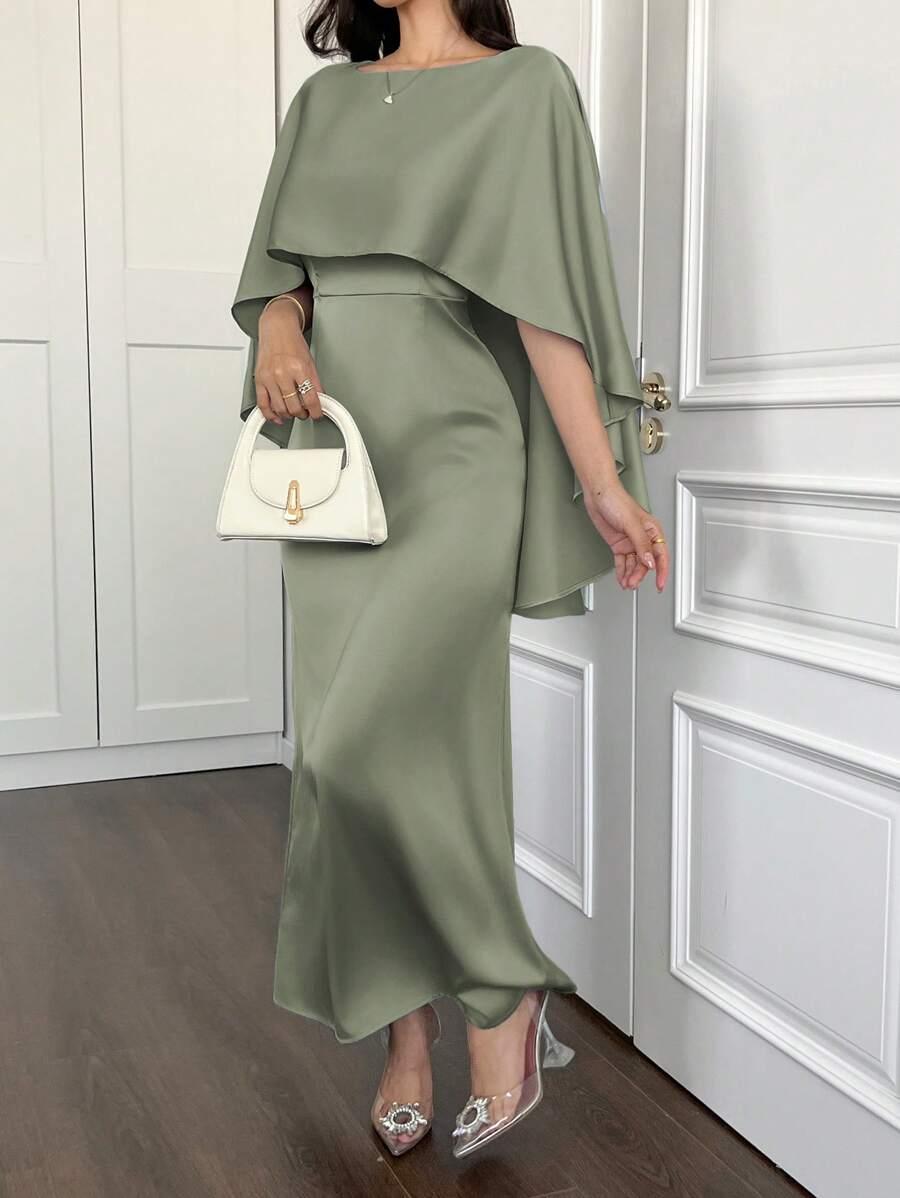ZIELONA MAXI SUKIENKA peleryna