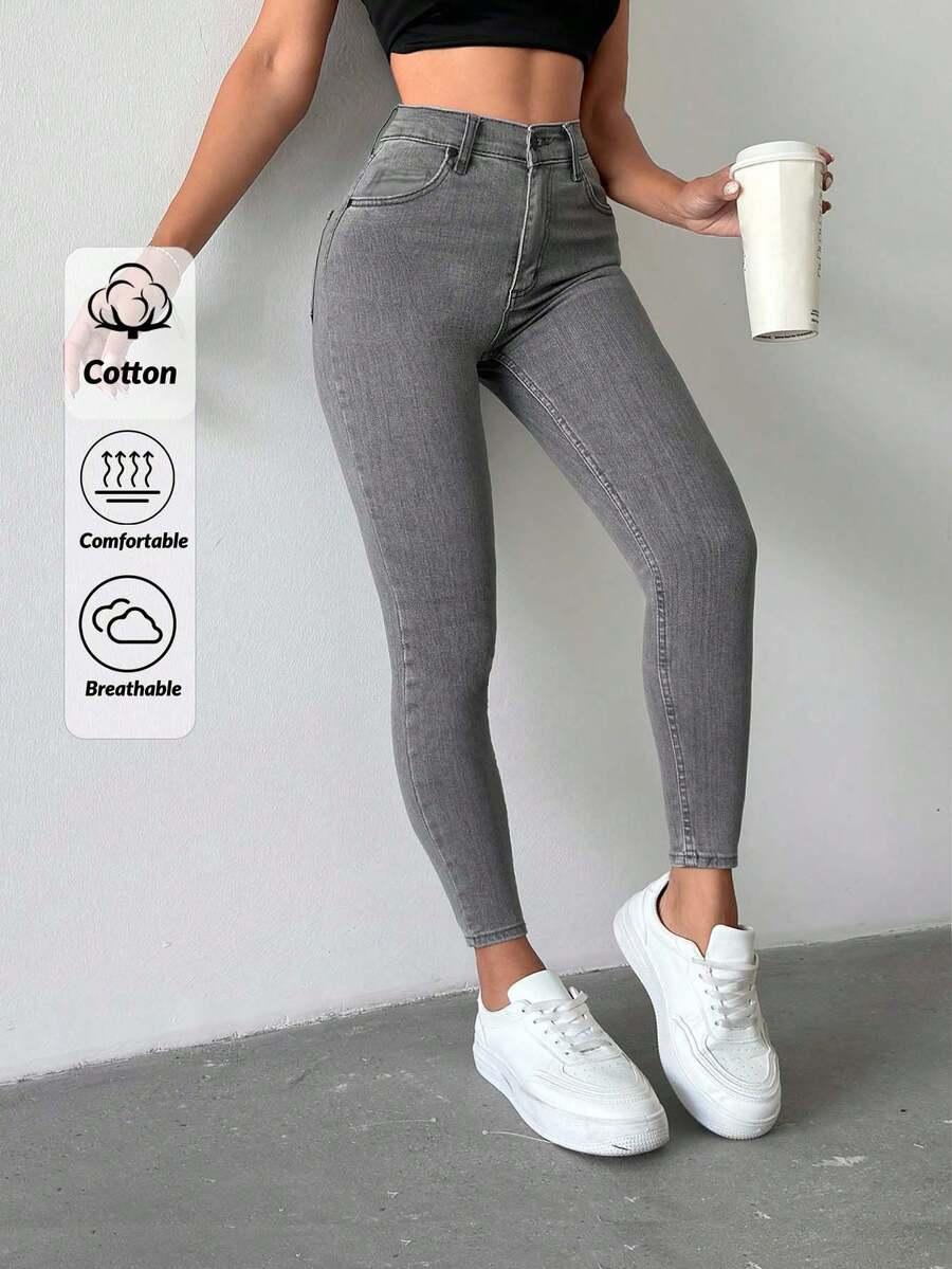 SZARE SPODNIE JEANS