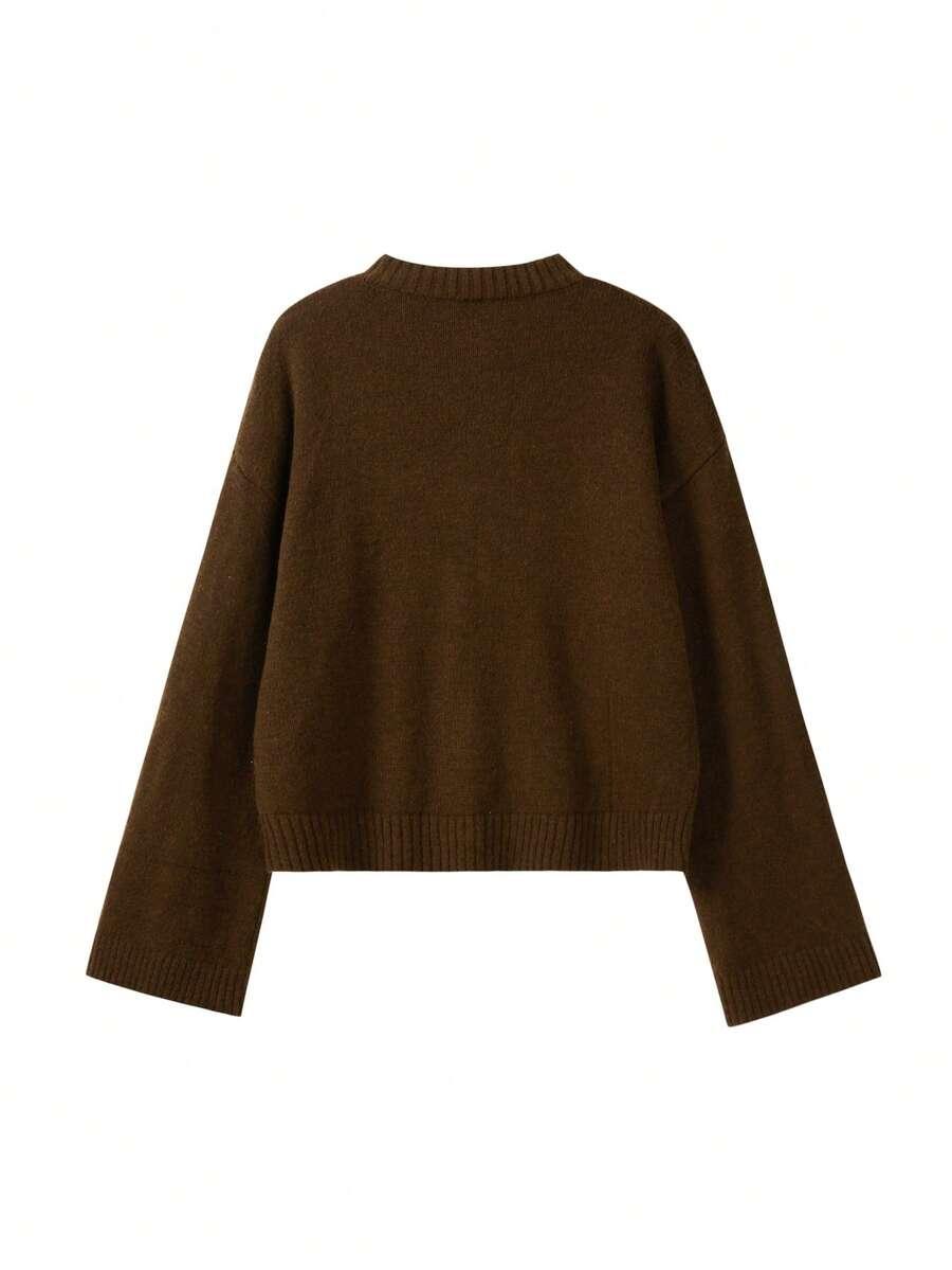 BRĄZOWY SWETER GUZIKI