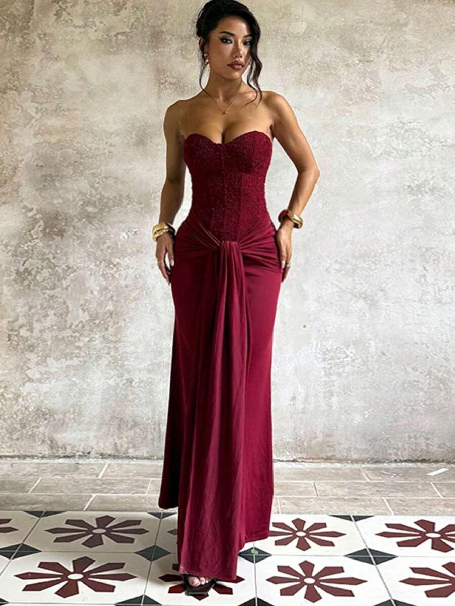 czerwona maxi sukienka 