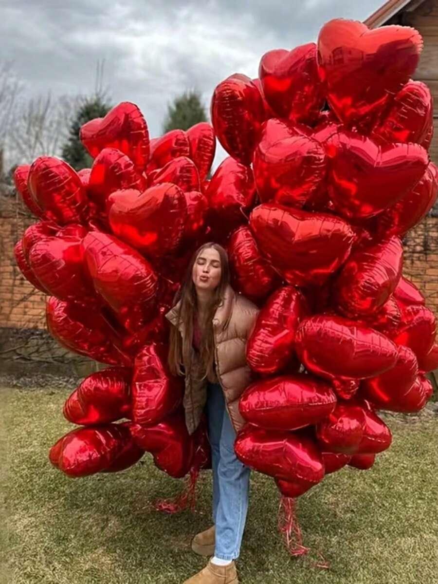 CZERWONY BALON SERCE 10-PACK