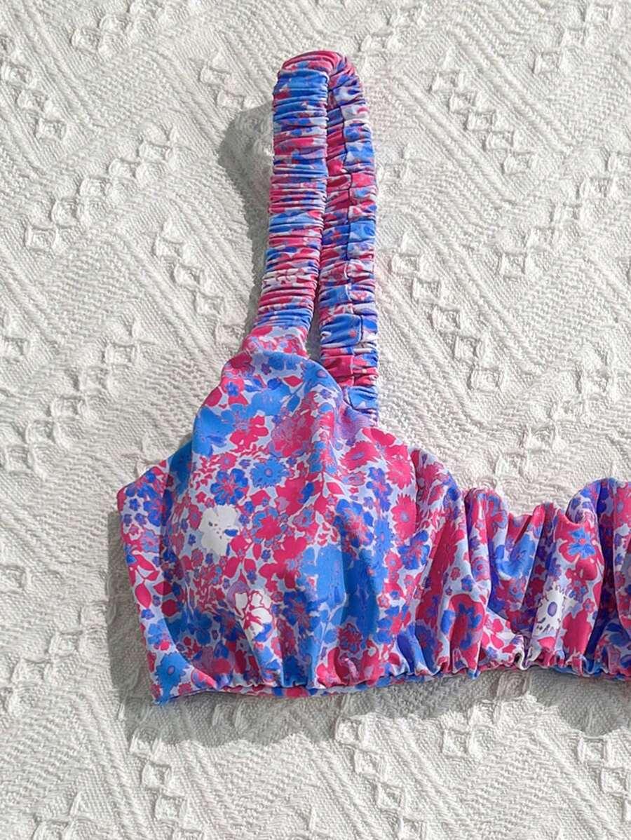 dwuczęściowy strój kąpielowy kwiaty