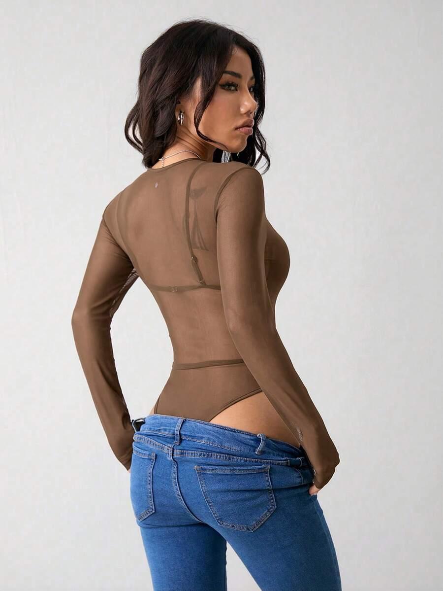 brązowe body siateczka