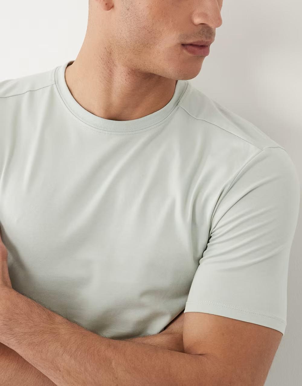 zielony bawełniany t-shirt okrągły dekolt