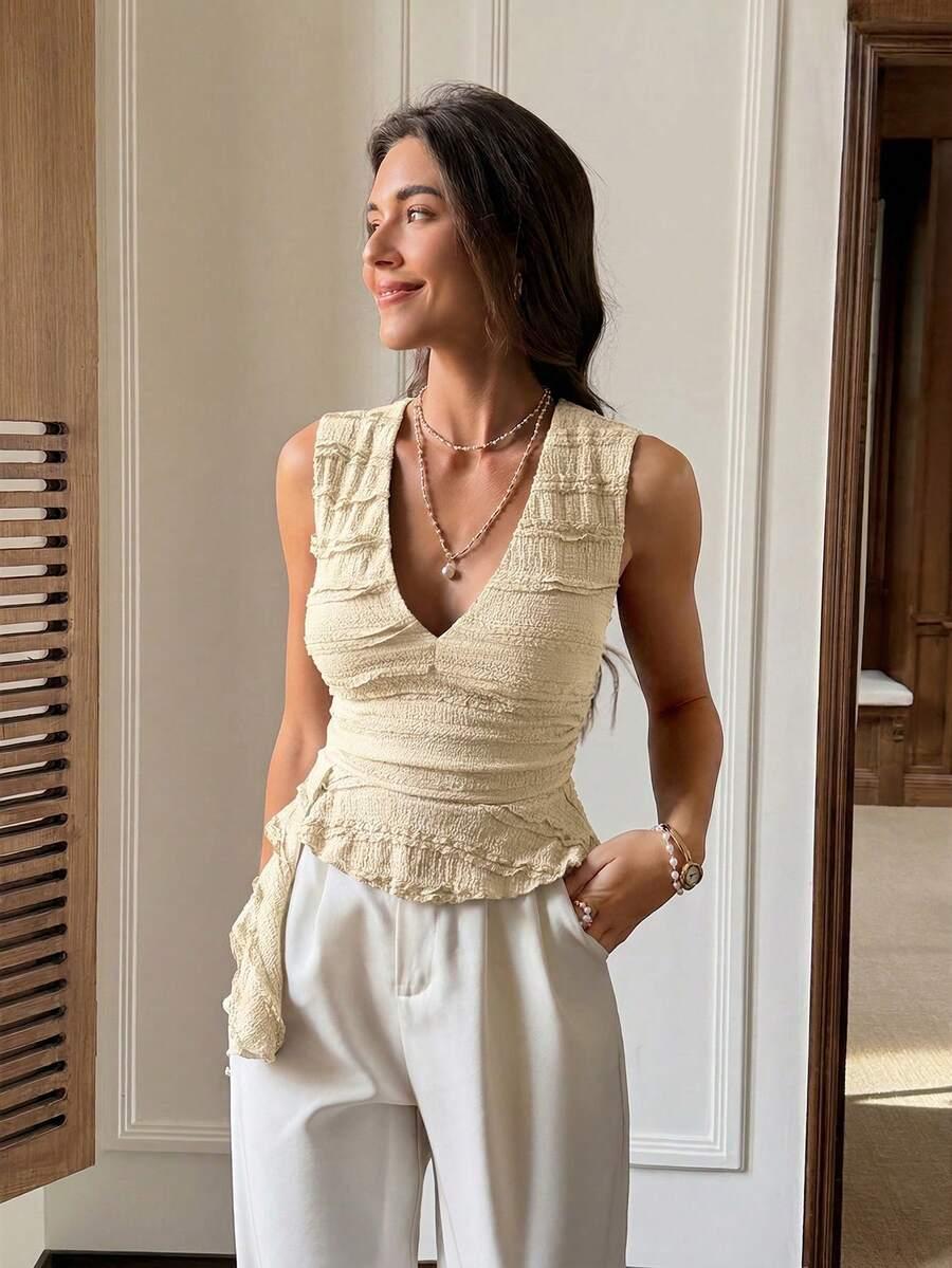 żółty top v-neck