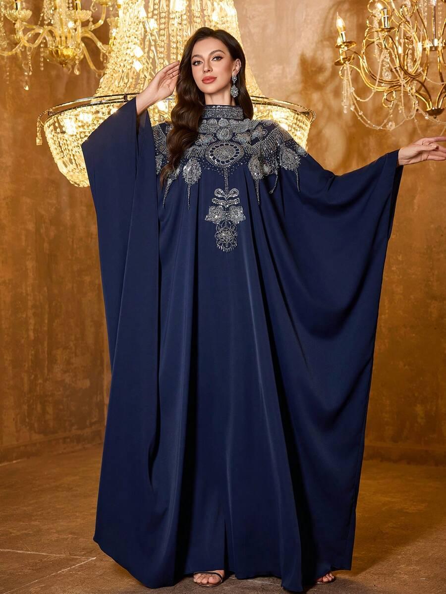 granatowa maxi sukienka oversize