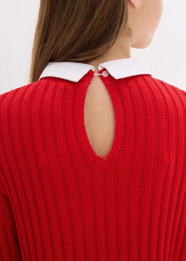 CZERWONY SWETER KOŁNIERZYK 