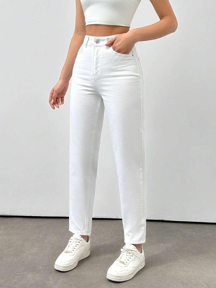 BIAŁE SPODNIE JEANS