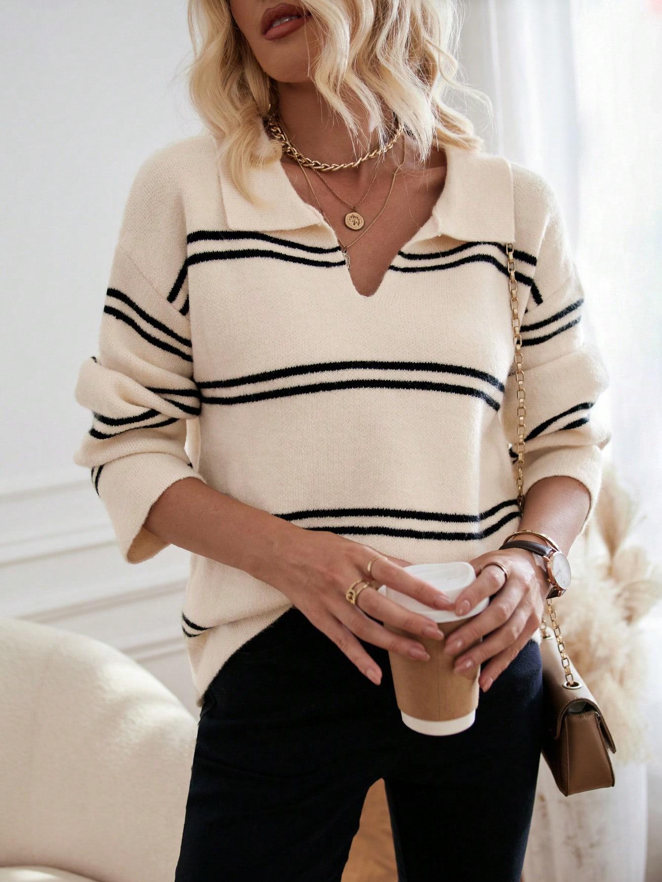 SWETER PASKI V-NECK KOŁNIERZYK 