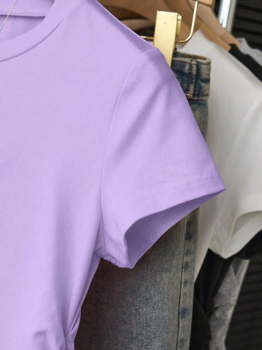fioletowy top z krótkim rękawem