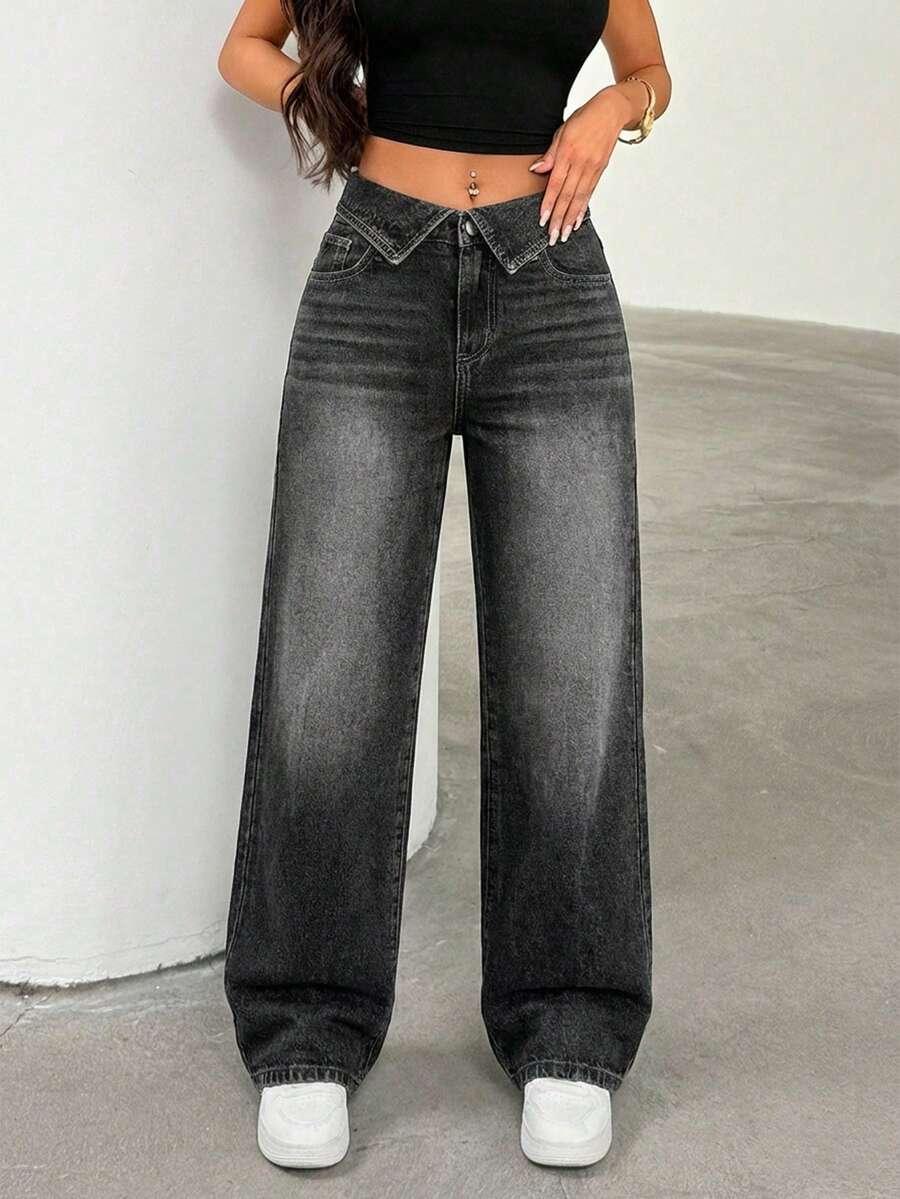 czarne spodnie jeans z efektem sprania