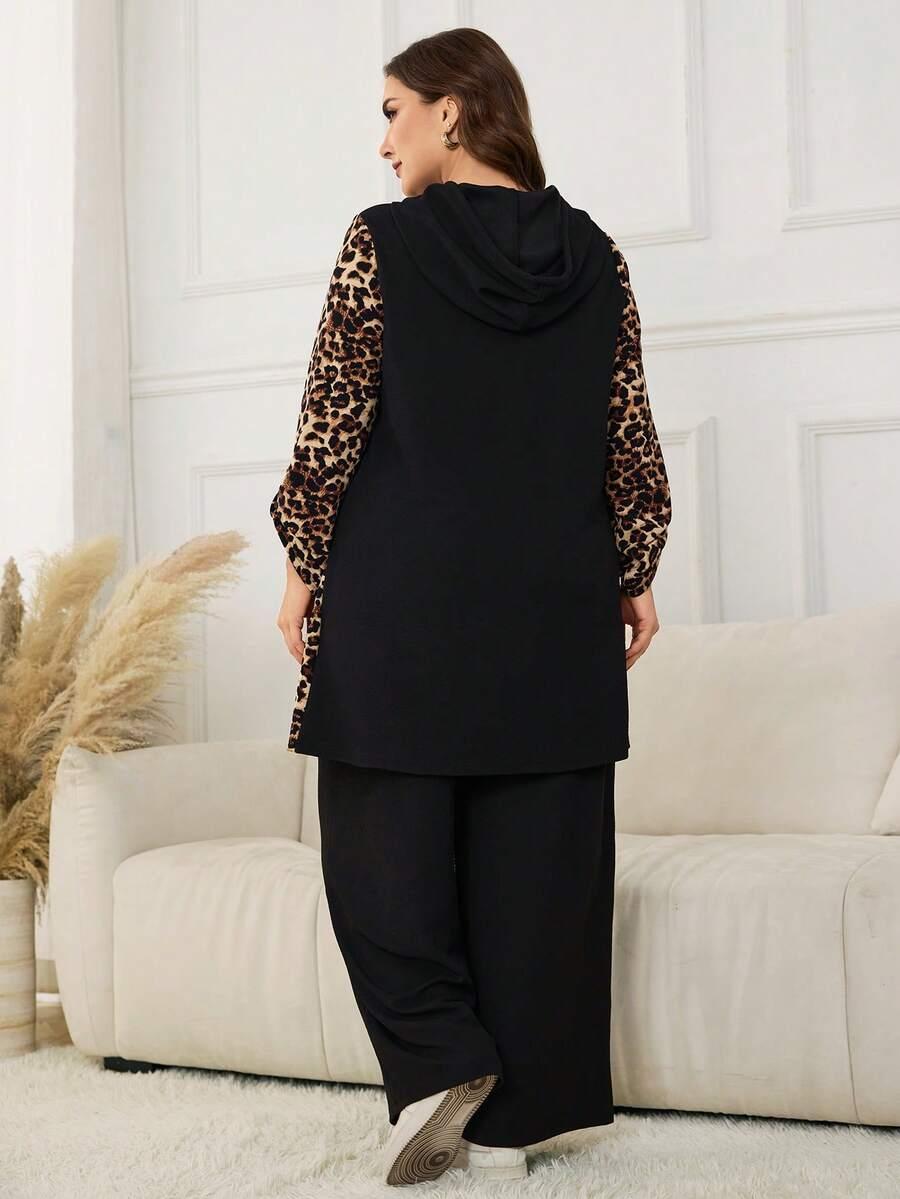 komplet spodnie bluzka animal print
